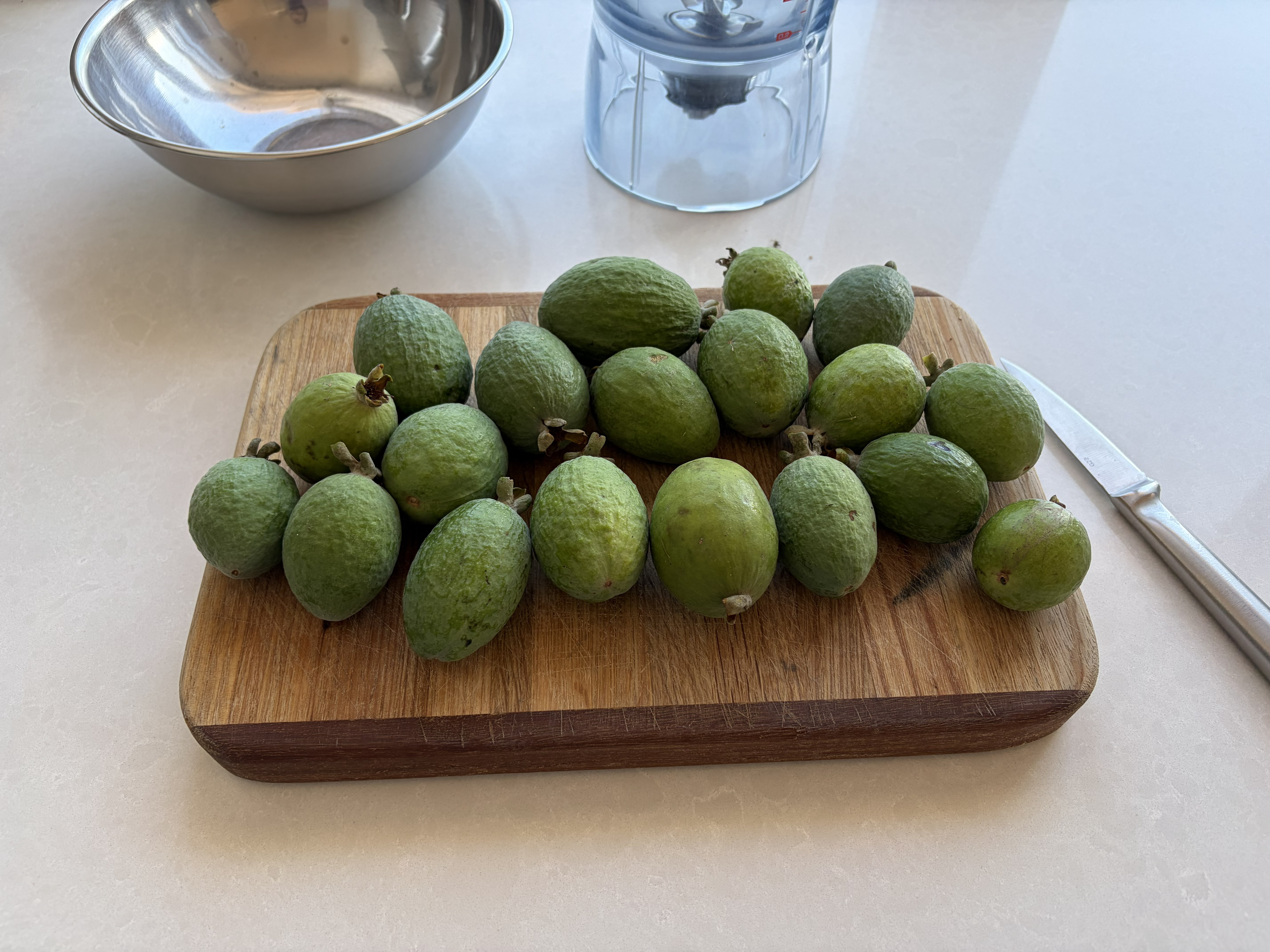 A pile of fresh feijoas ready to use