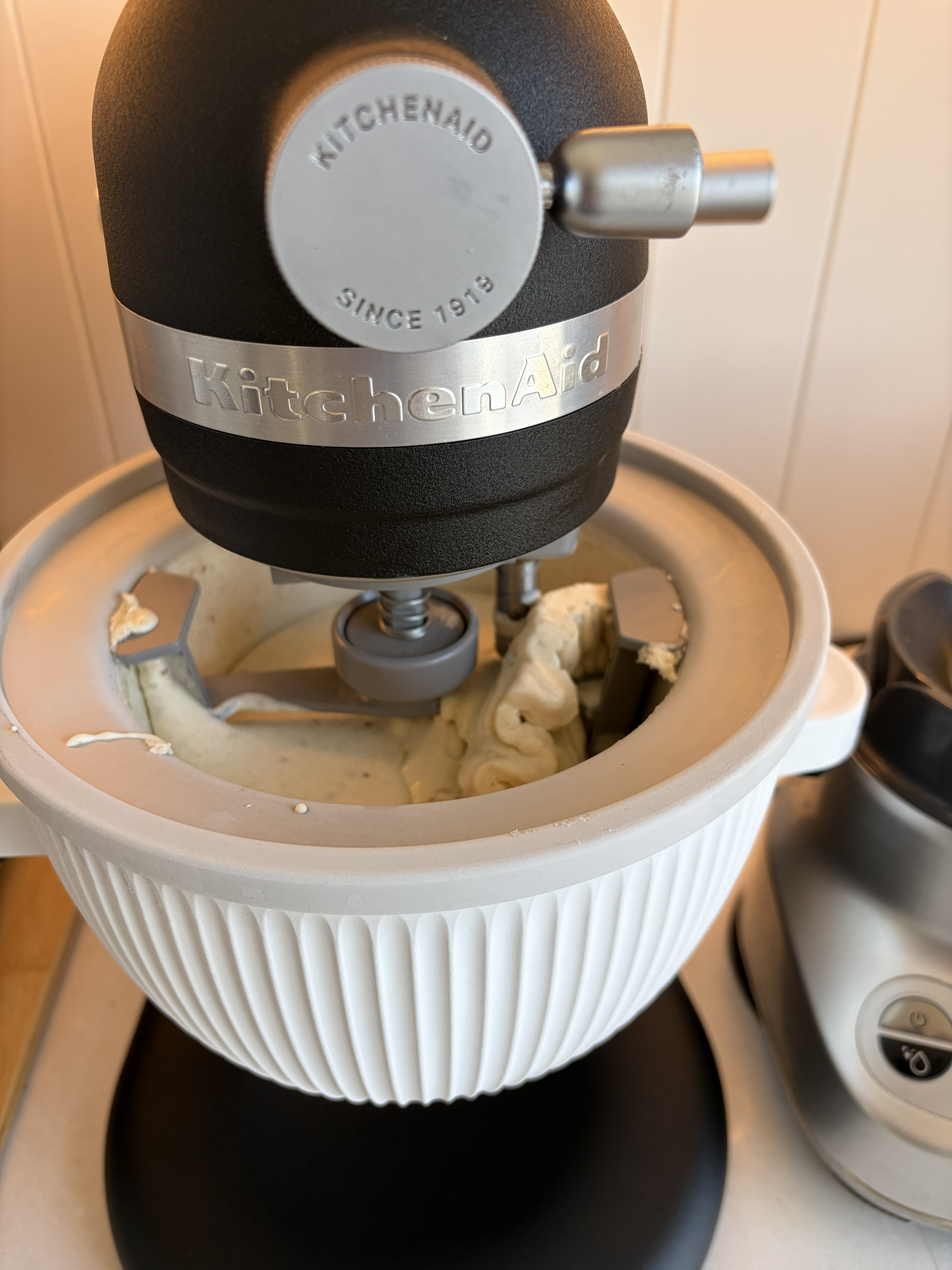 Ice cream beginning to churn